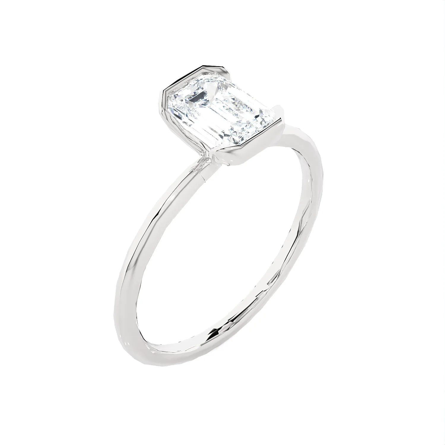 1 ctw Emerald-Cut Lab Grown Diamond Solitaire Engagement Ring