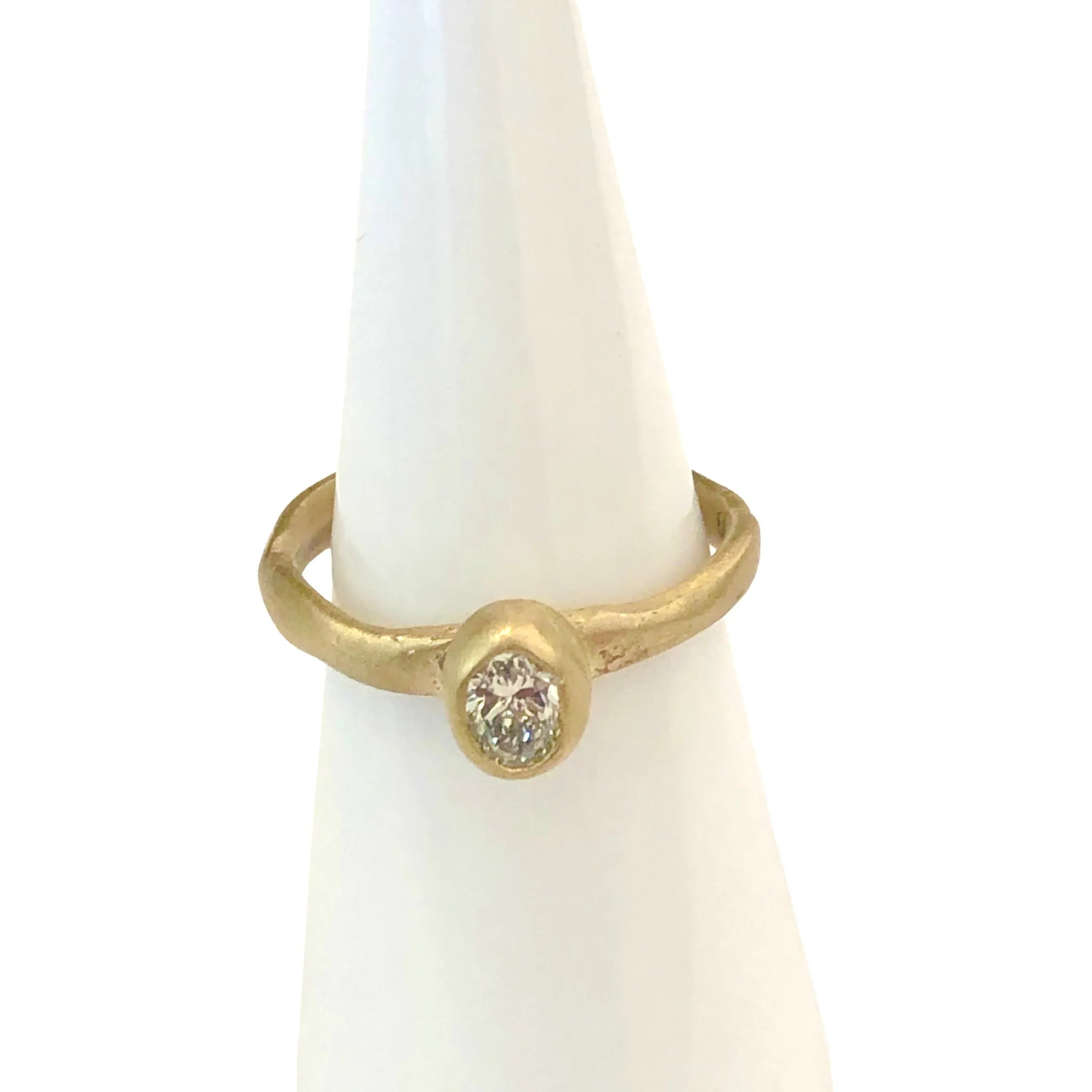 10K Gold Molten Engagement Ring with Lab-Grown Diamond by Lori Swartz