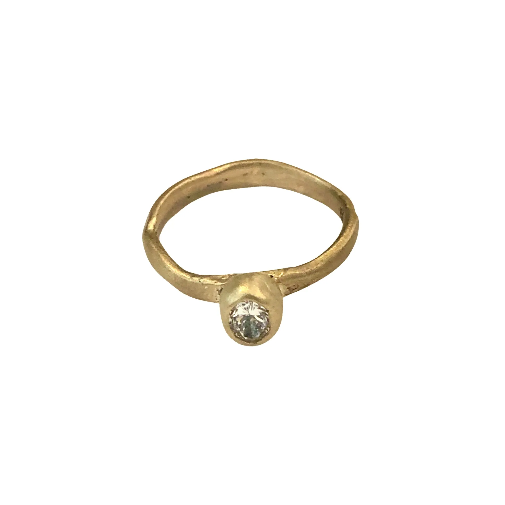 10K Gold Molten Engagement Ring with Lab-Grown Diamond by Lori Swartz