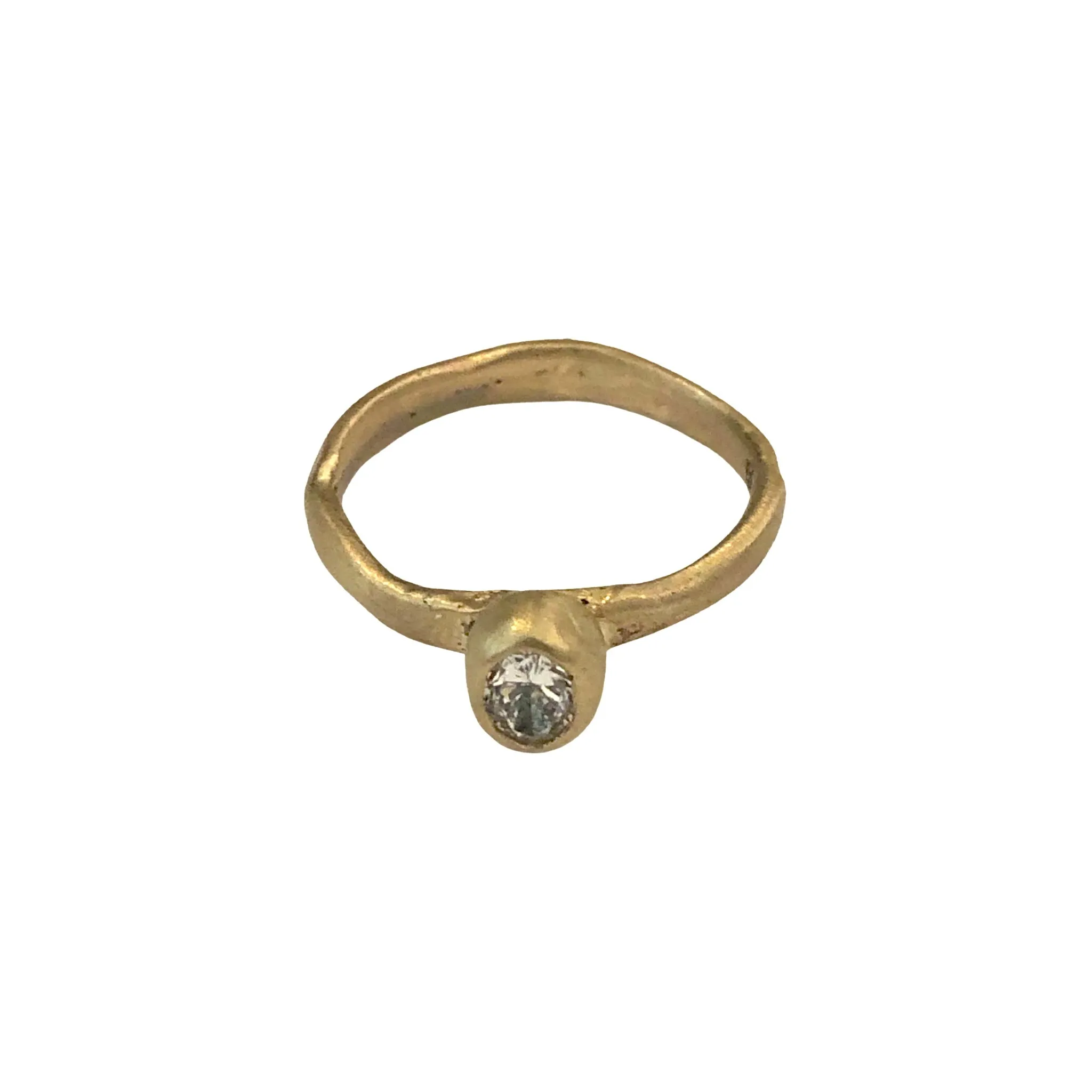 10K Gold Molten Engagement Ring with Lab-Grown Diamond by Lori Swartz
