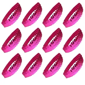 12 Sequin Headbands U Pick Elastic Stretch Sparkly Fashion Headband for Teens Girls Women Softball Pack Volleyball Basketball Dance Set Sports Teams Store by Kenz Laurenz (Hot Pink)
