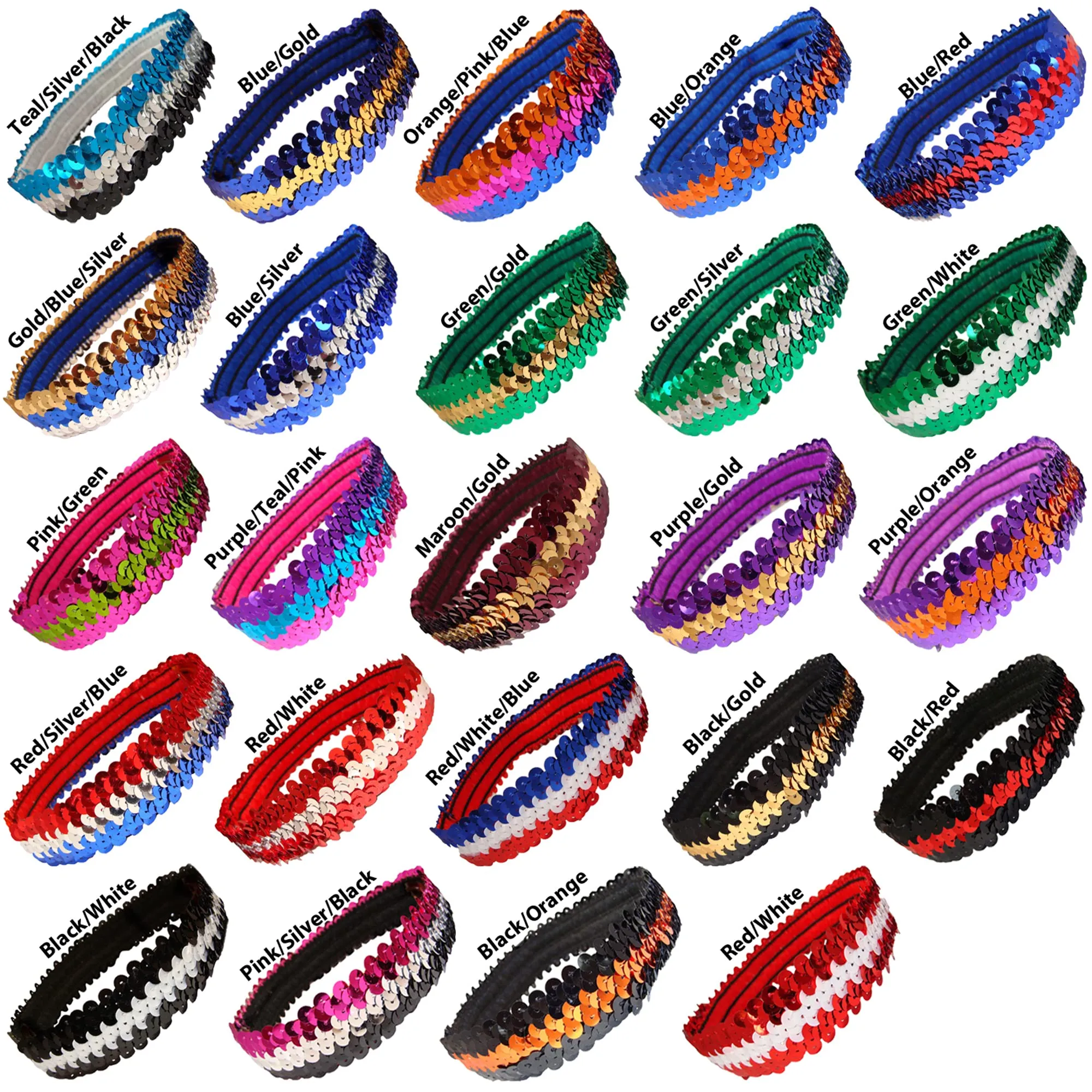 12 Sequin Headbands U Pick Elastic Stretch Sparkly Fashion Headband for Teens Girls Women Softball Pack Volleyball Basketball Dance Set Sports Teams Store by Kenz Laurenz (Hot Pink)