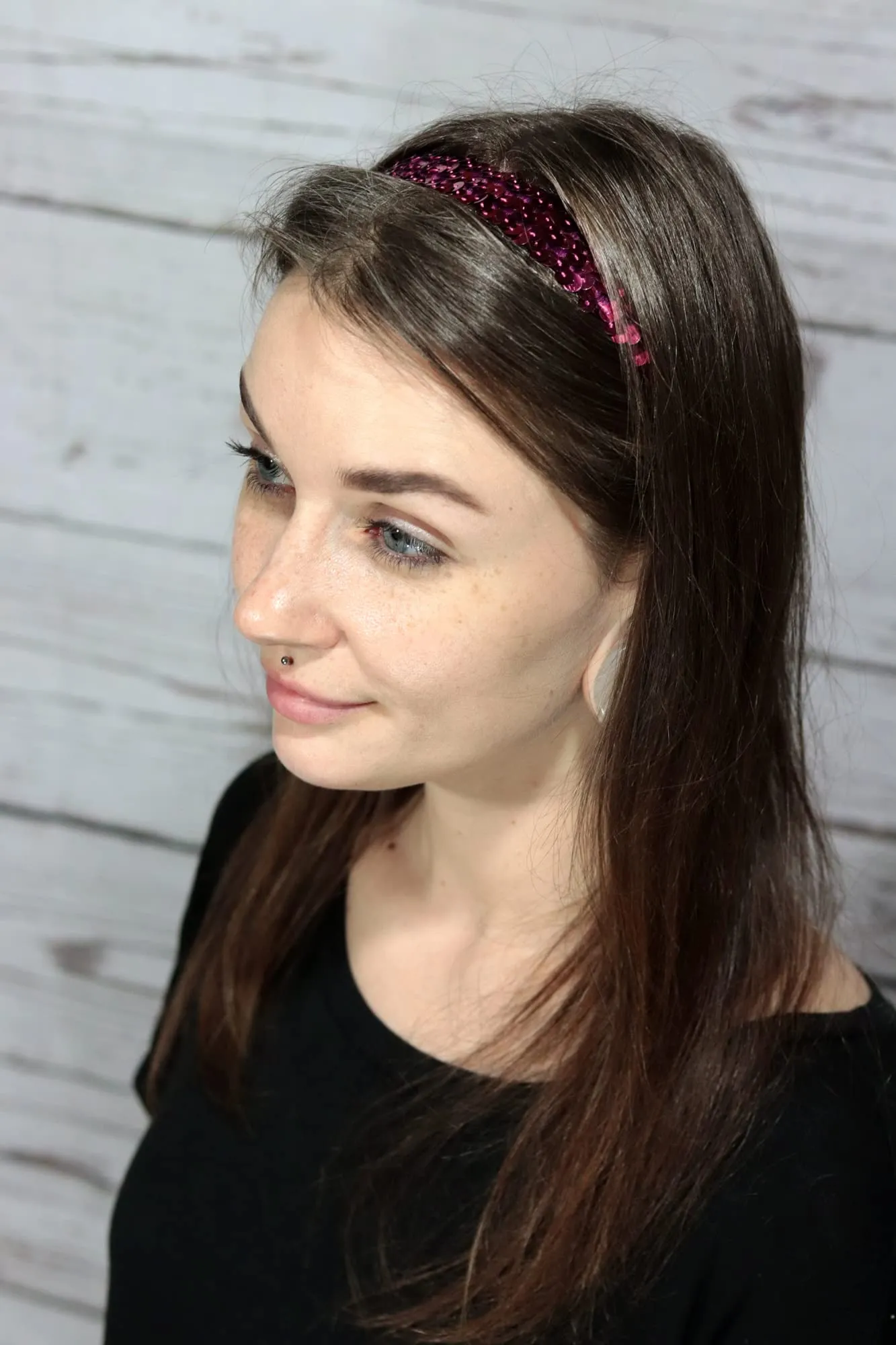 12 Sequin Headbands U Pick Elastic Stretch Sparkly Fashion Headband for Teens Girls Women Softball Pack Volleyball Basketball Dance Set Sports Teams Store by Kenz Laurenz (Hot Pink)