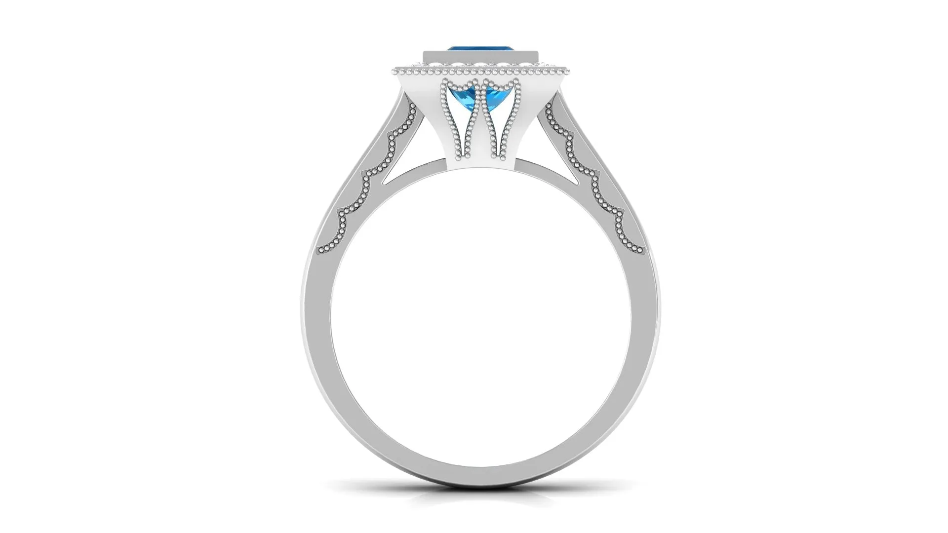 1.25 CT Swiss Blue Topaz Engagement Ring with Diamond for Her