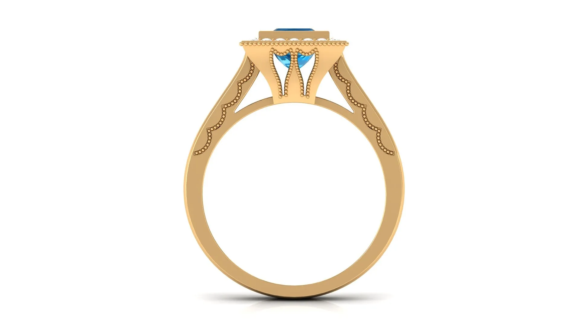 1.25 CT Swiss Blue Topaz Engagement Ring with Diamond for Her