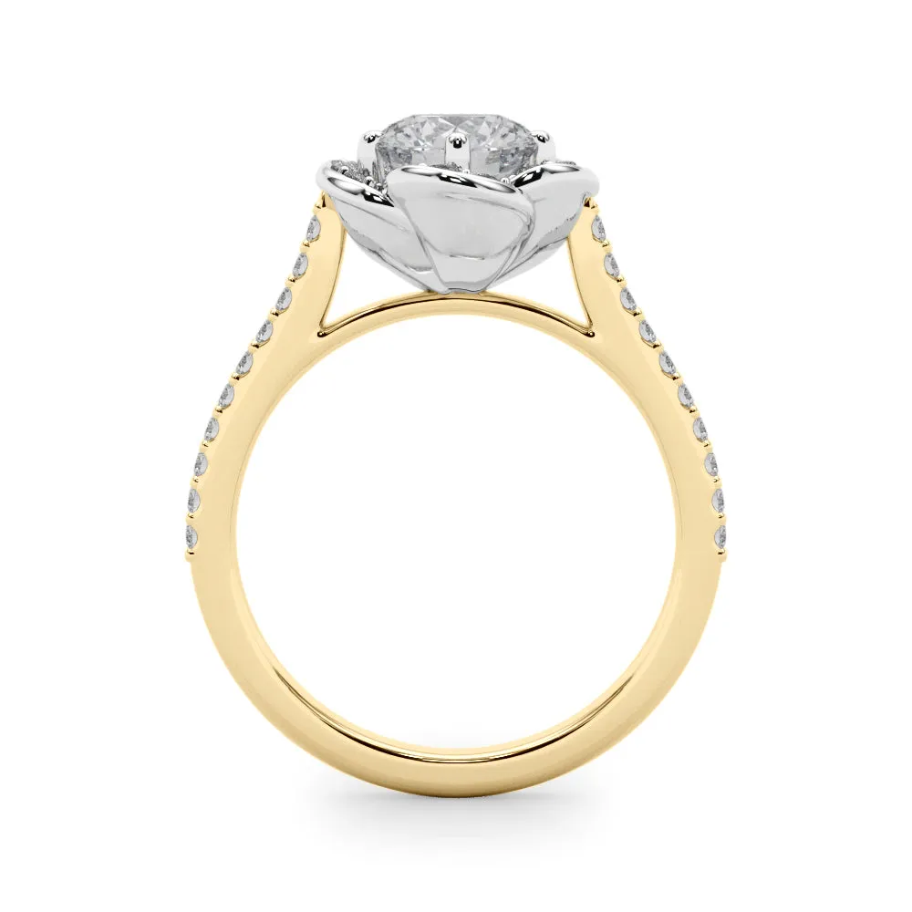 14K Scattered Diamond Halo Engagement Ring