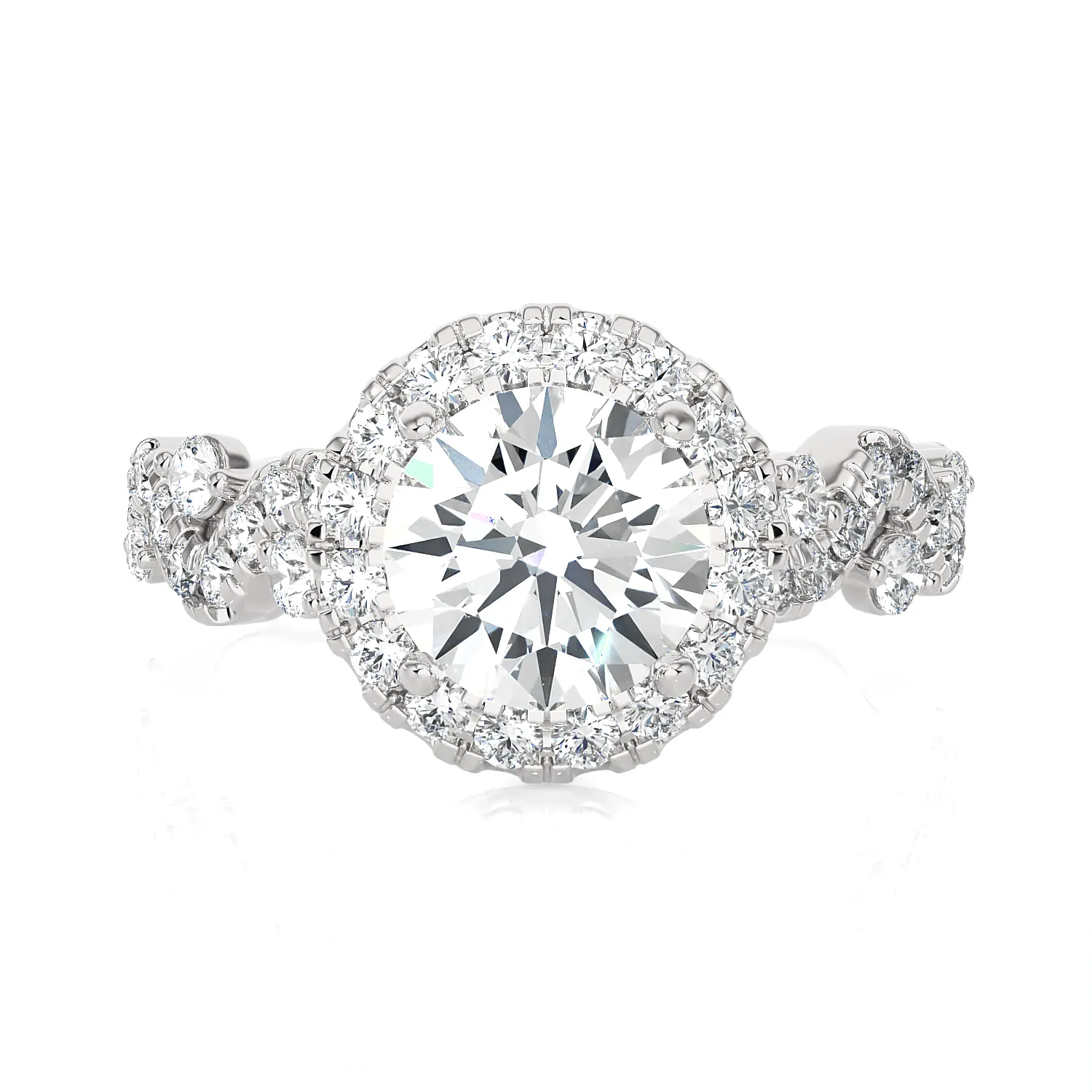 2 3/8 ctw Round Lab Grown Diamond Halo Engagement Ring