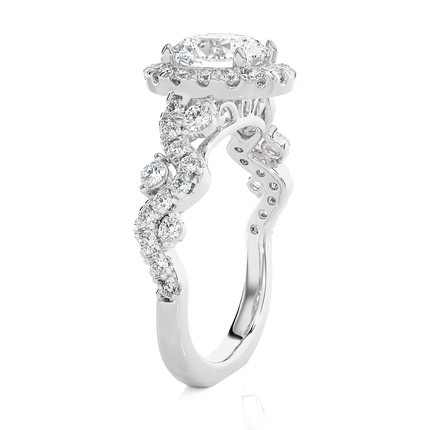 2 3/8 ctw Round Lab Grown Diamond Halo Engagement Ring
