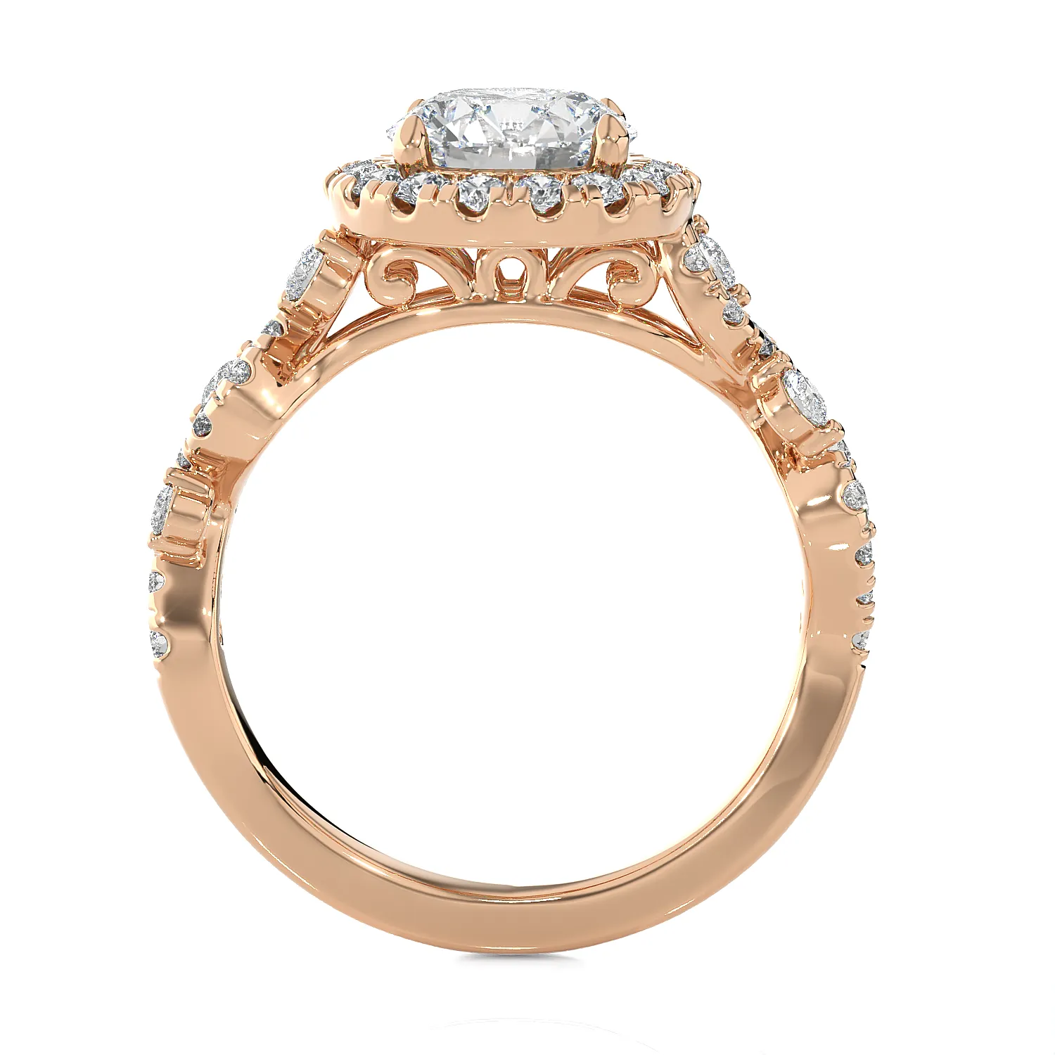 2 3/8 ctw Round Lab Grown Diamond Halo Engagement Ring