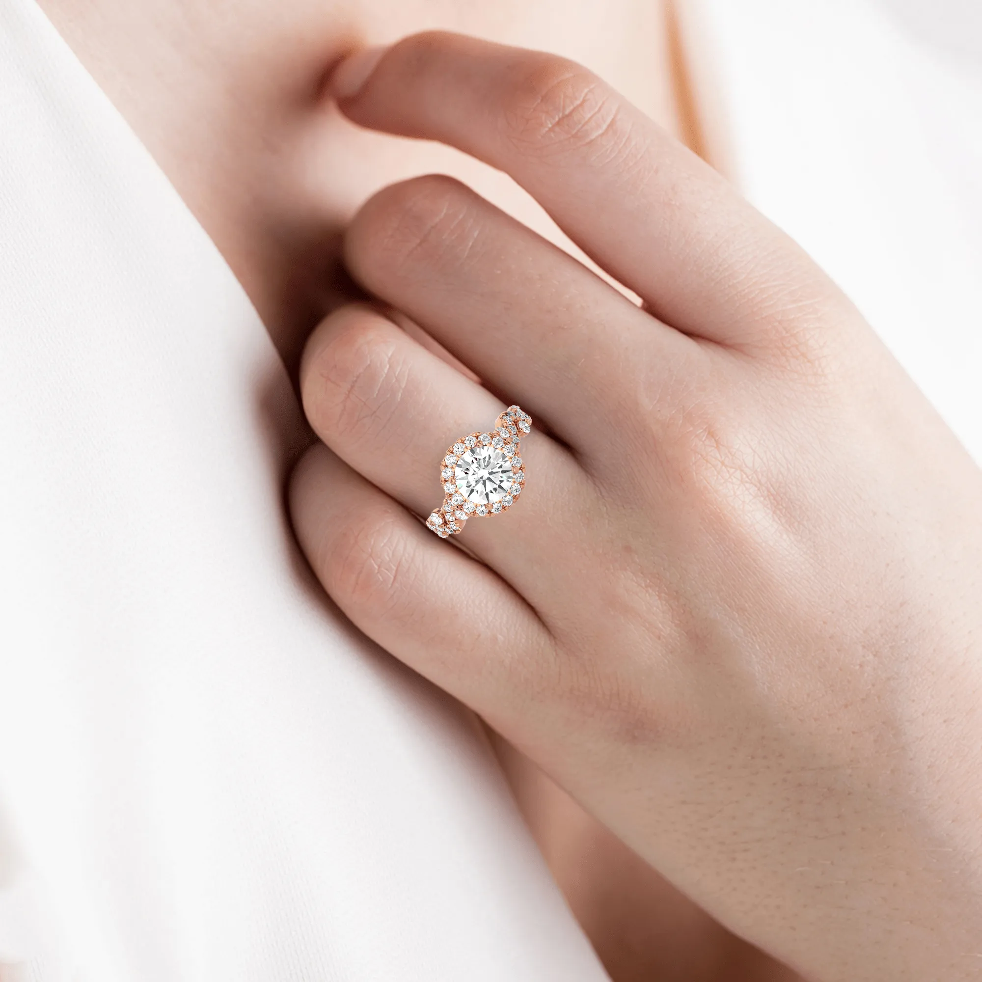 2 3/8 ctw Round Lab Grown Diamond Halo Engagement Ring