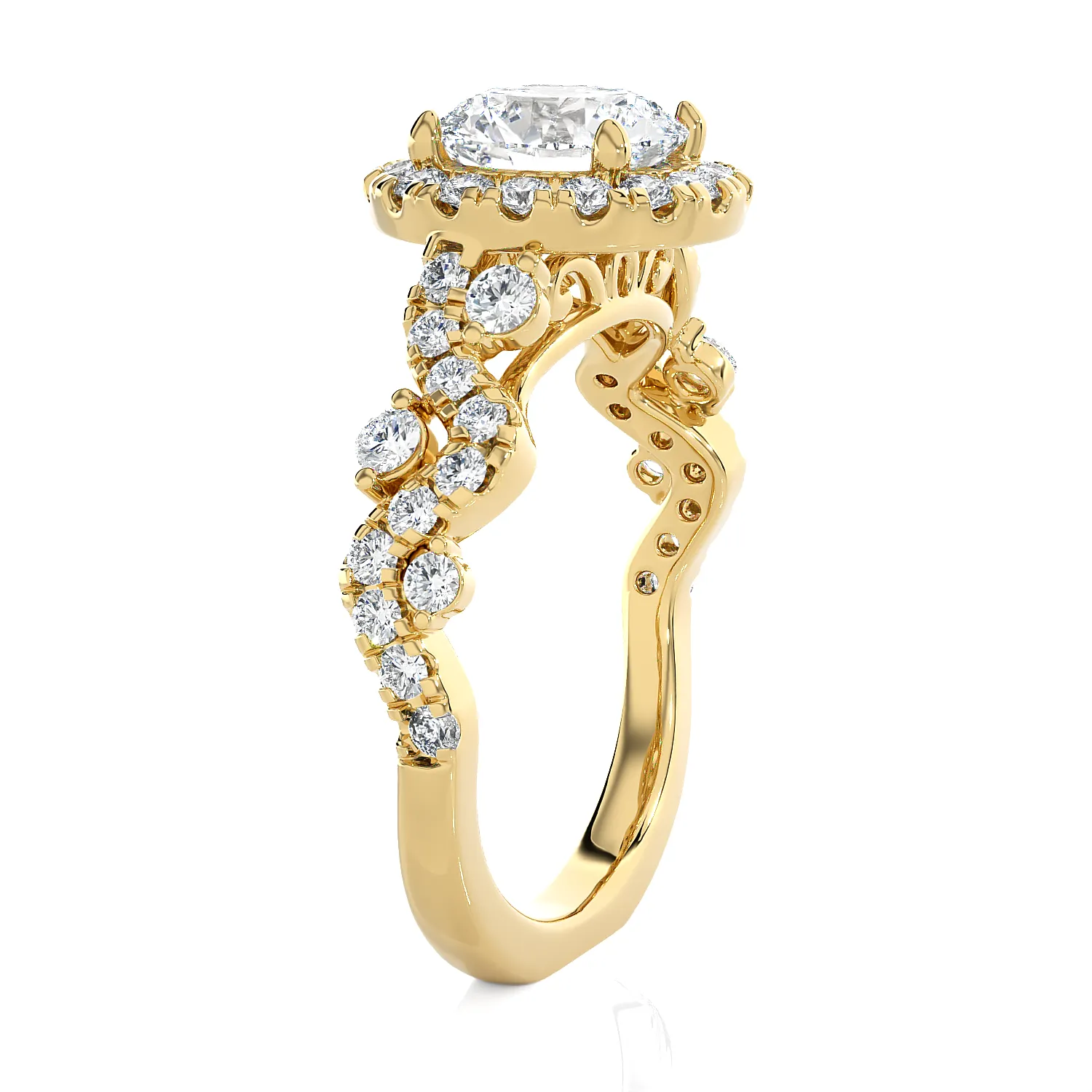 2 3/8 ctw Round Lab Grown Diamond Halo Engagement Ring