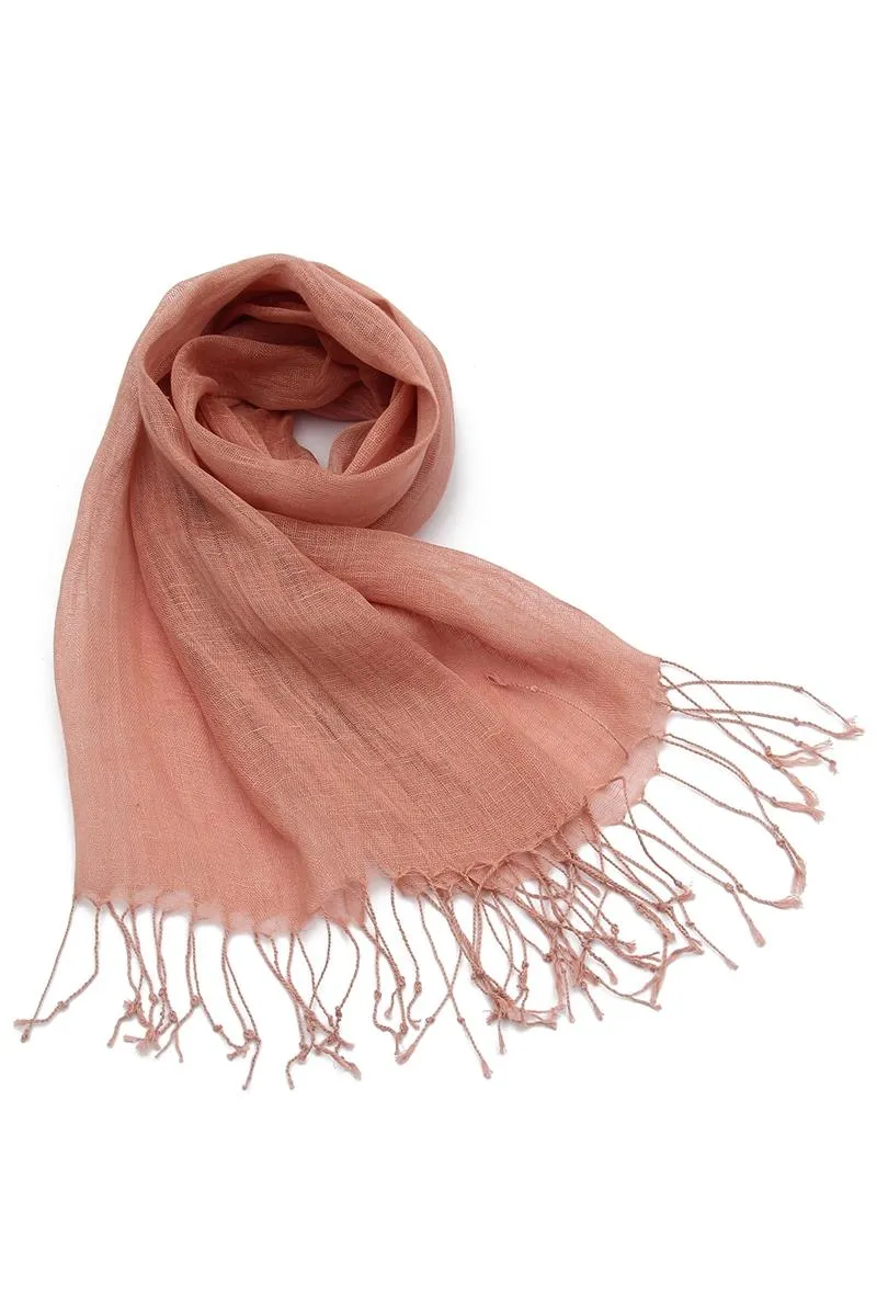 247501 Versatile Classic Plain Tassel Linen Scarf