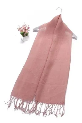 247501 Versatile Classic Plain Tassel Linen Scarf