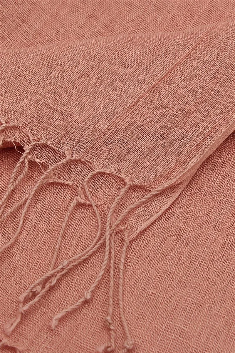 247501 Versatile Classic Plain Tassel Linen Scarf