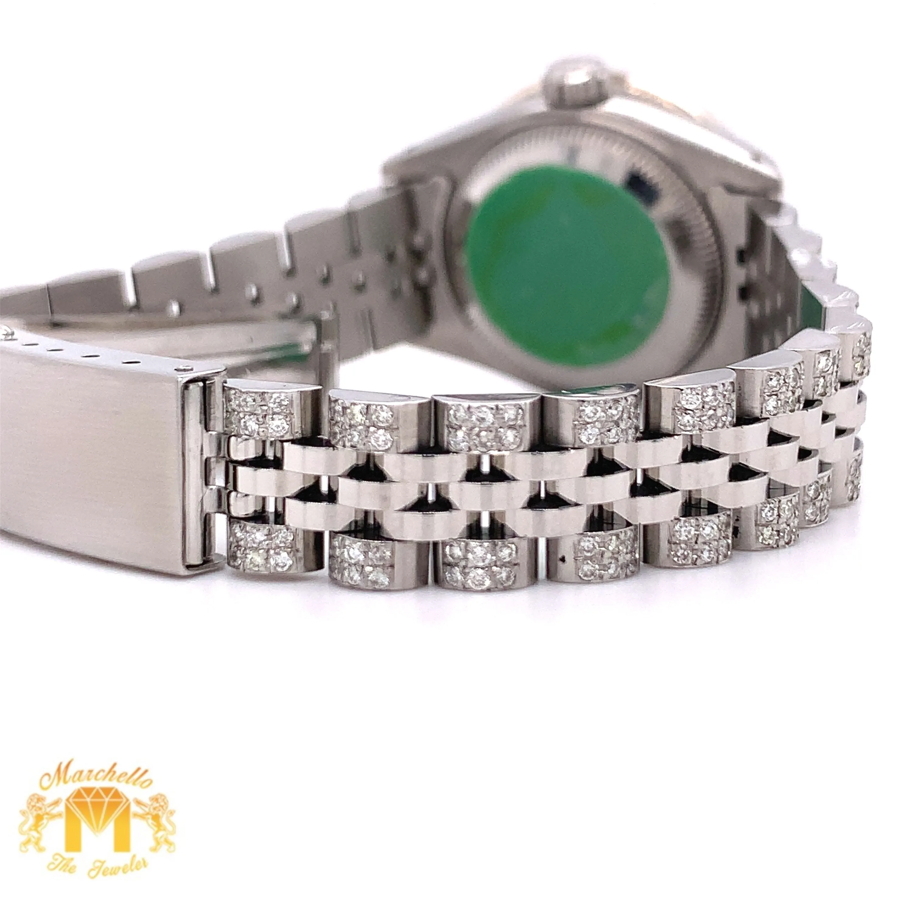 26mm Ladies’ Rolex Datejust Watch with Diamond Jubilee Bracelet (tuxedo dial)