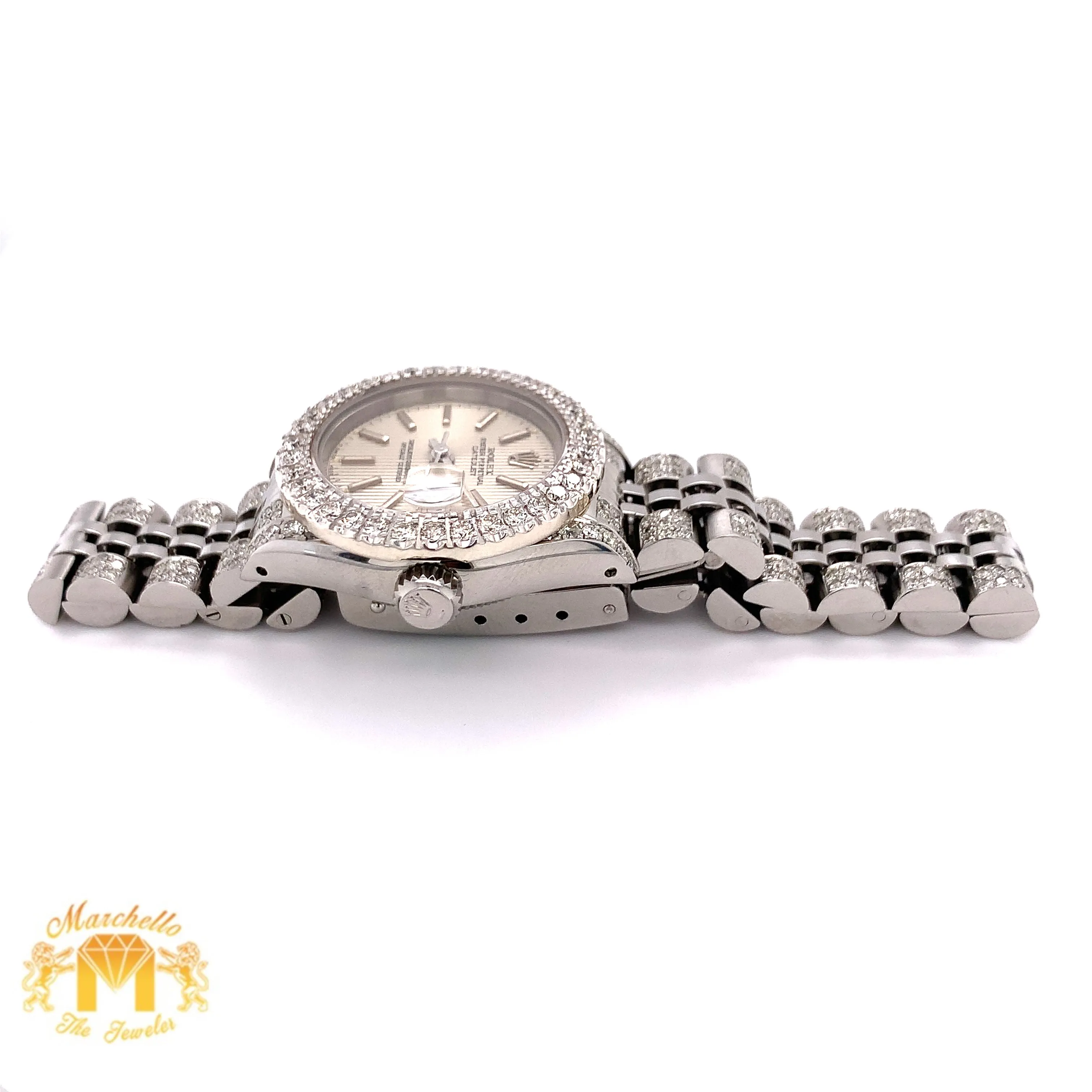 26mm Ladies’ Rolex Datejust Watch with Diamond Jubilee Bracelet (tuxedo dial)