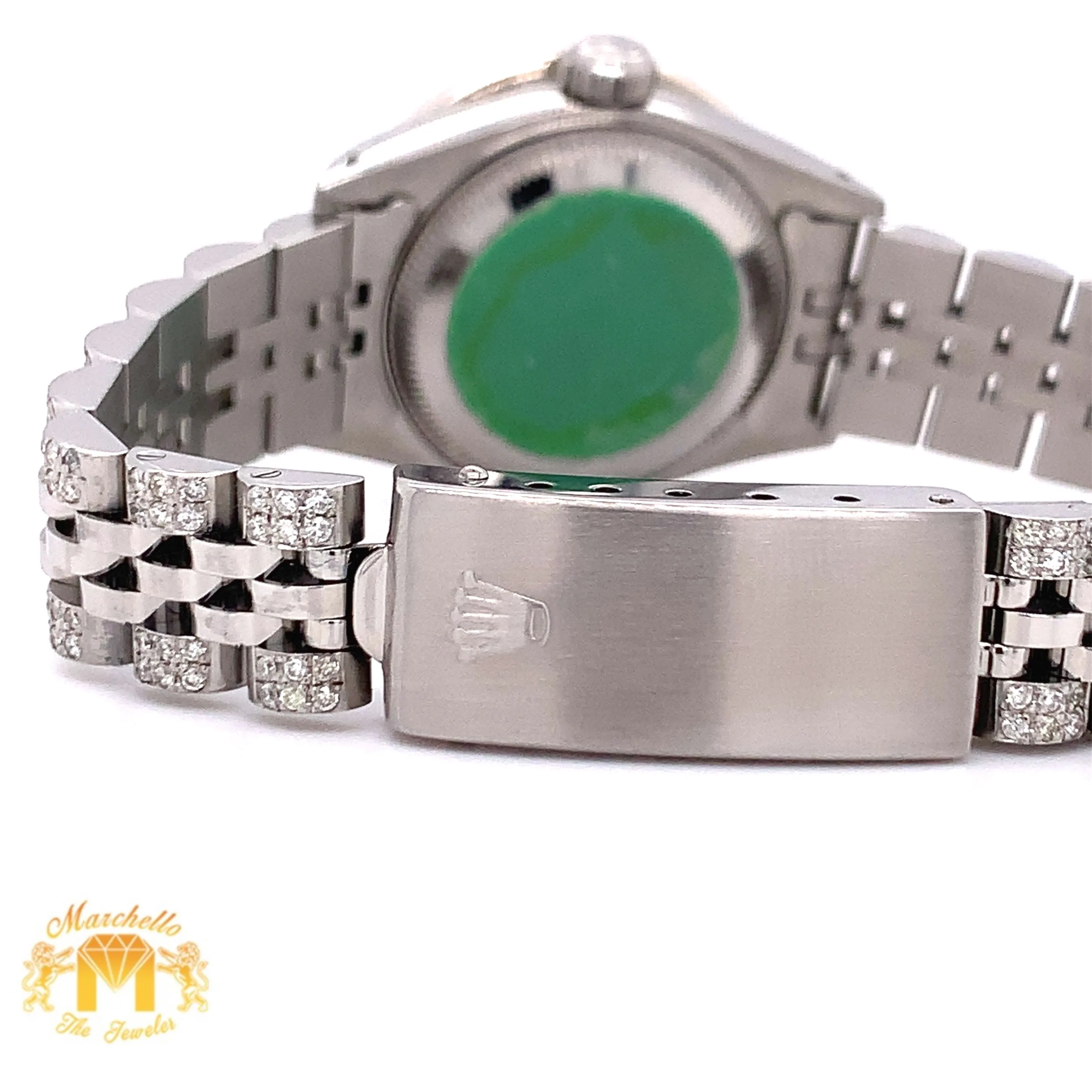26mm Ladies’ Rolex Datejust Watch with Diamond Jubilee Bracelet (tuxedo dial)