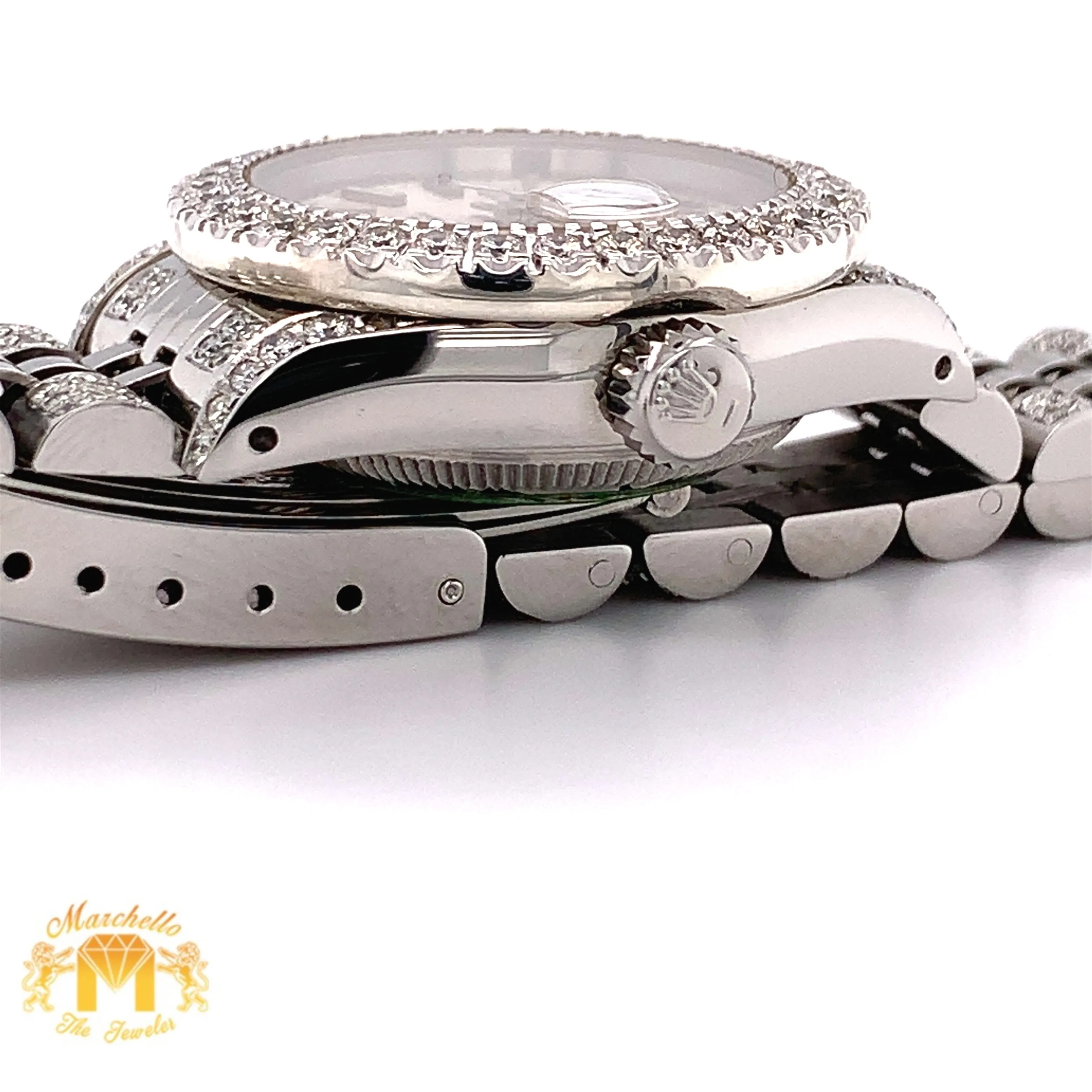 26mm Ladies’ Rolex Datejust Watch with Diamond Jubilee Bracelet (tuxedo dial)
