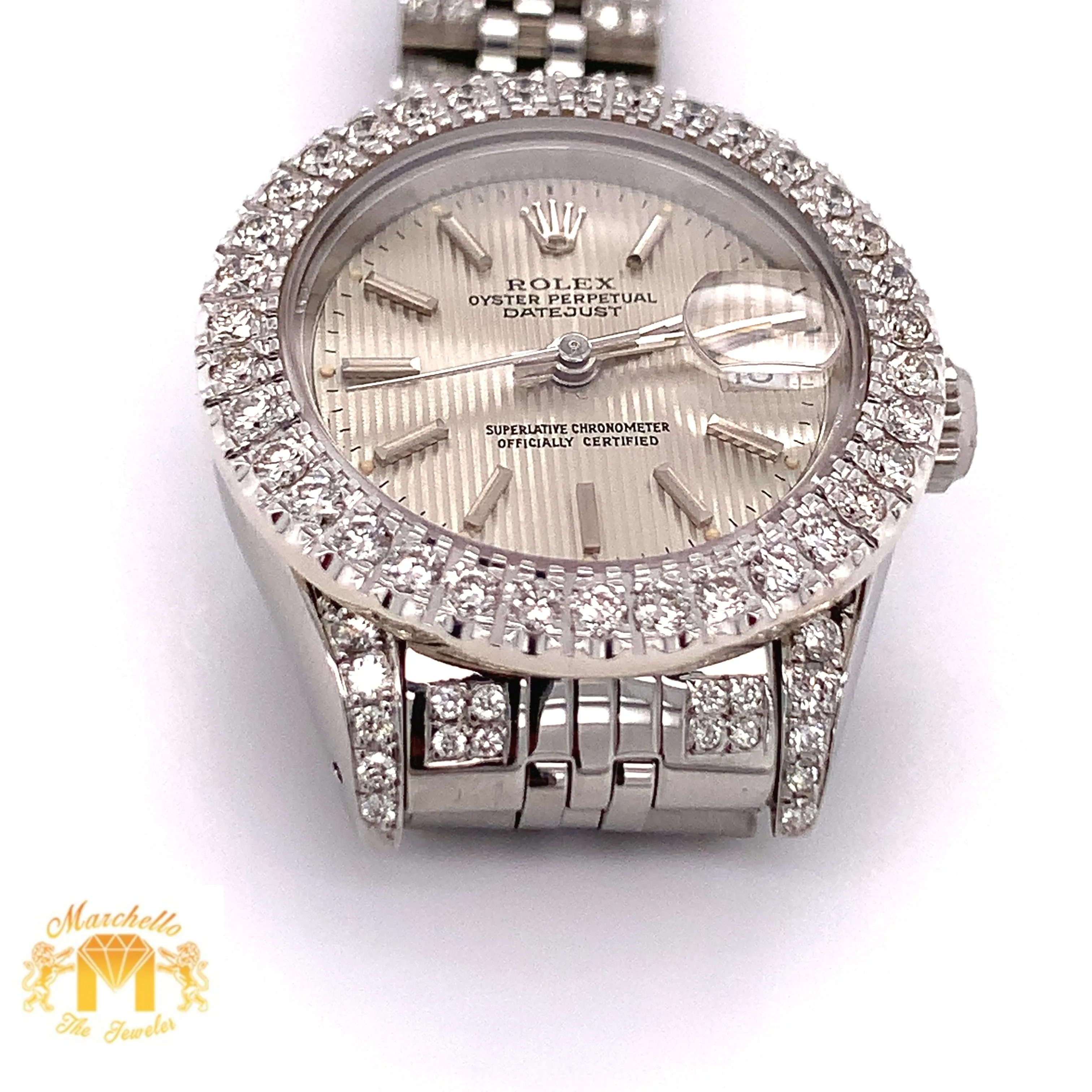 26mm Ladies’ Rolex Datejust Watch with Diamond Jubilee Bracelet (tuxedo dial)
