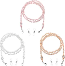 3 Pcs Beaded Eyeglass Chain Pearl Eye Glasses Strap Holders Around Neck Eyeglass Hanger String Keeper Lanyard Cord for Women Sunglass Reading Glasses Face Masks Eyewear Retainer