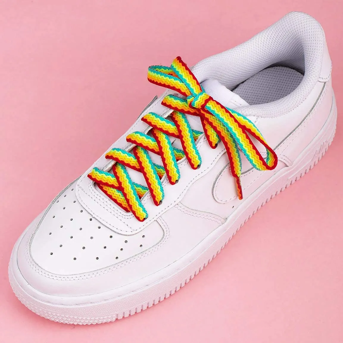31-71" Flat Colorful Fashion Sneakers Shoelaces, Rainbow Gradient Shoe Laces 31inch (80cm) 3d Rainbow