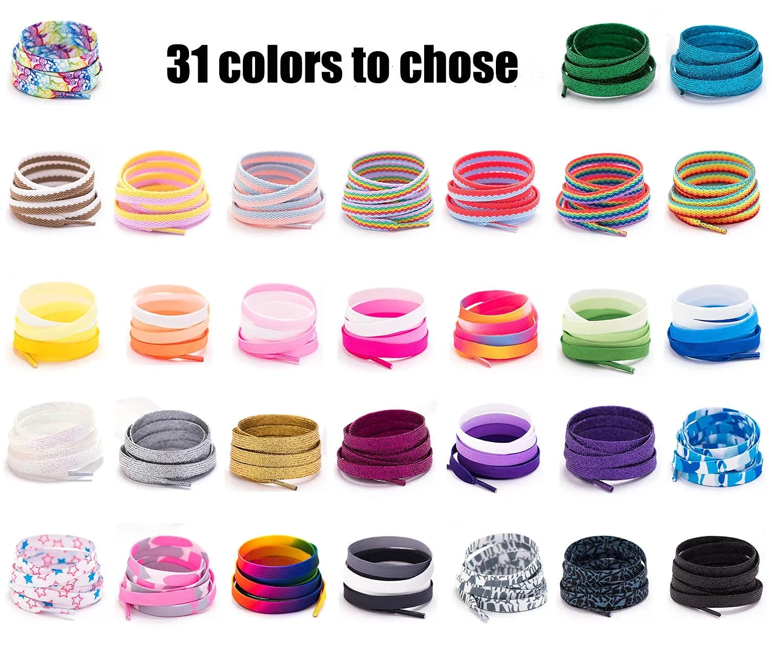 31-71" Flat Colorful Fashion Sneakers Shoelaces, Rainbow Gradient Shoe Laces 31inch (80cm) 3d Rainbow