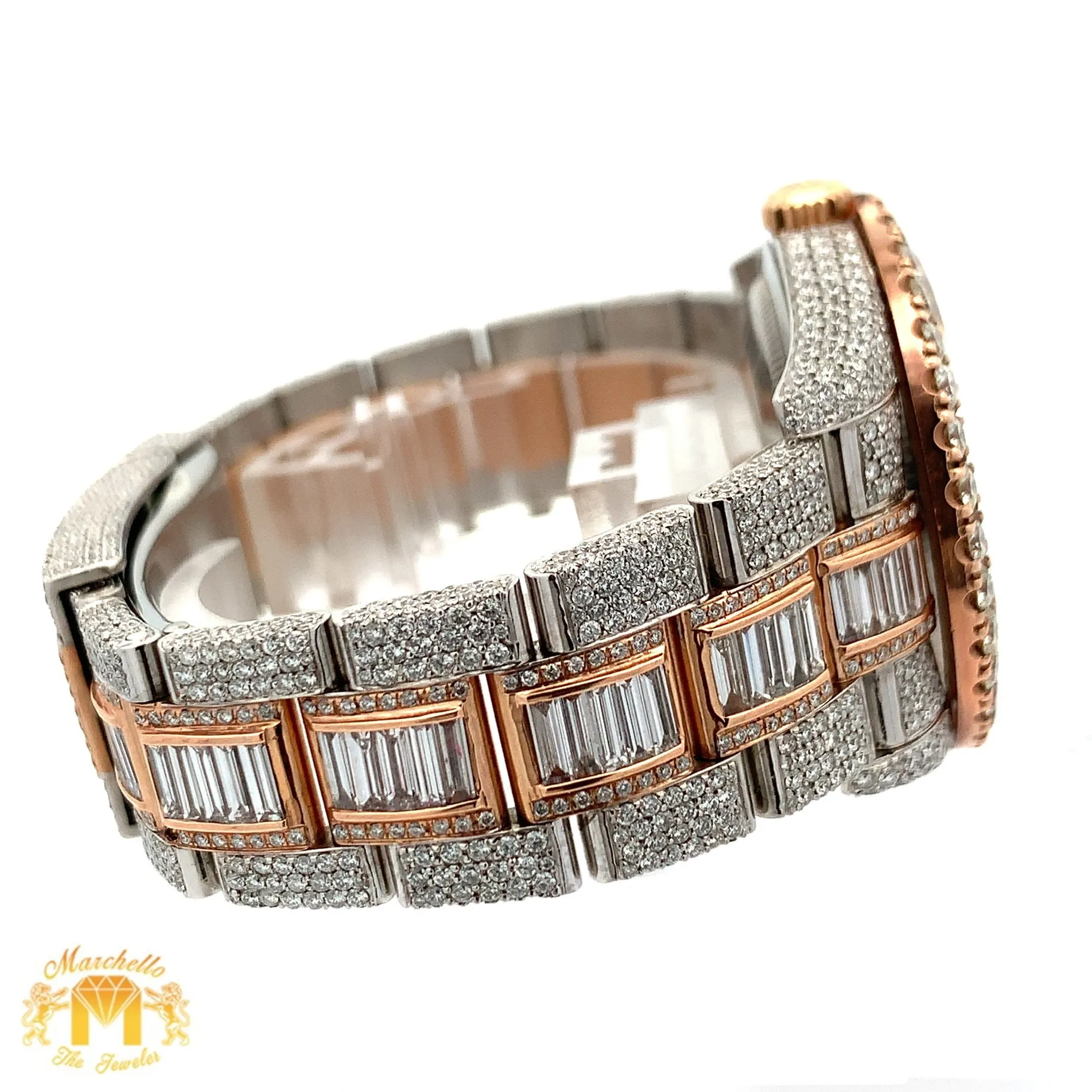 36mm Iced out Rolex Datejust Watch with Two-Tone Oyster Bracelet