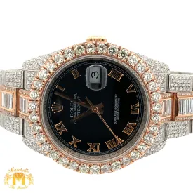 36mm Iced out Rolex Datejust Watch with Two-Tone Oyster Bracelet
