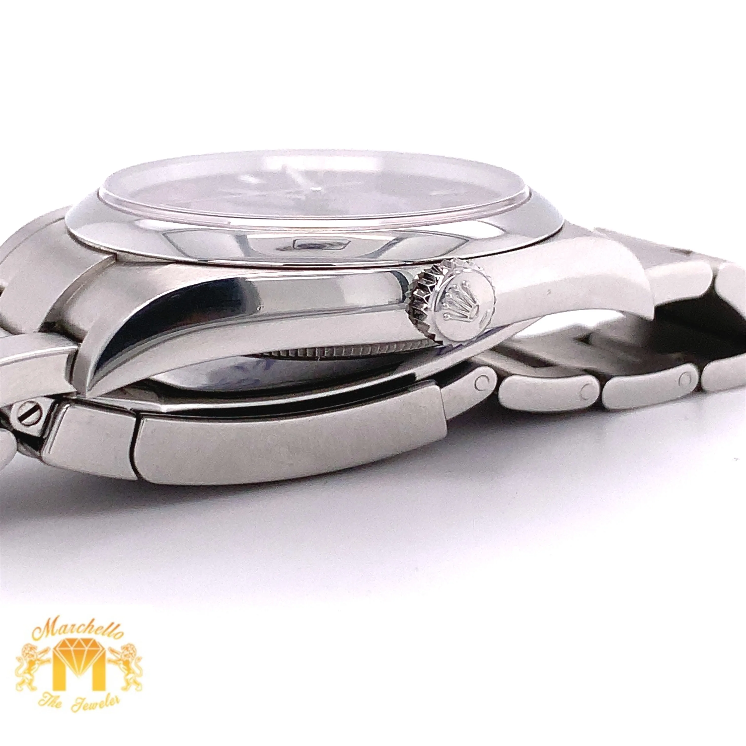 39mm Rolex Oyster Perpetual Watch with Stainless Steel Band (purple dial, papers)