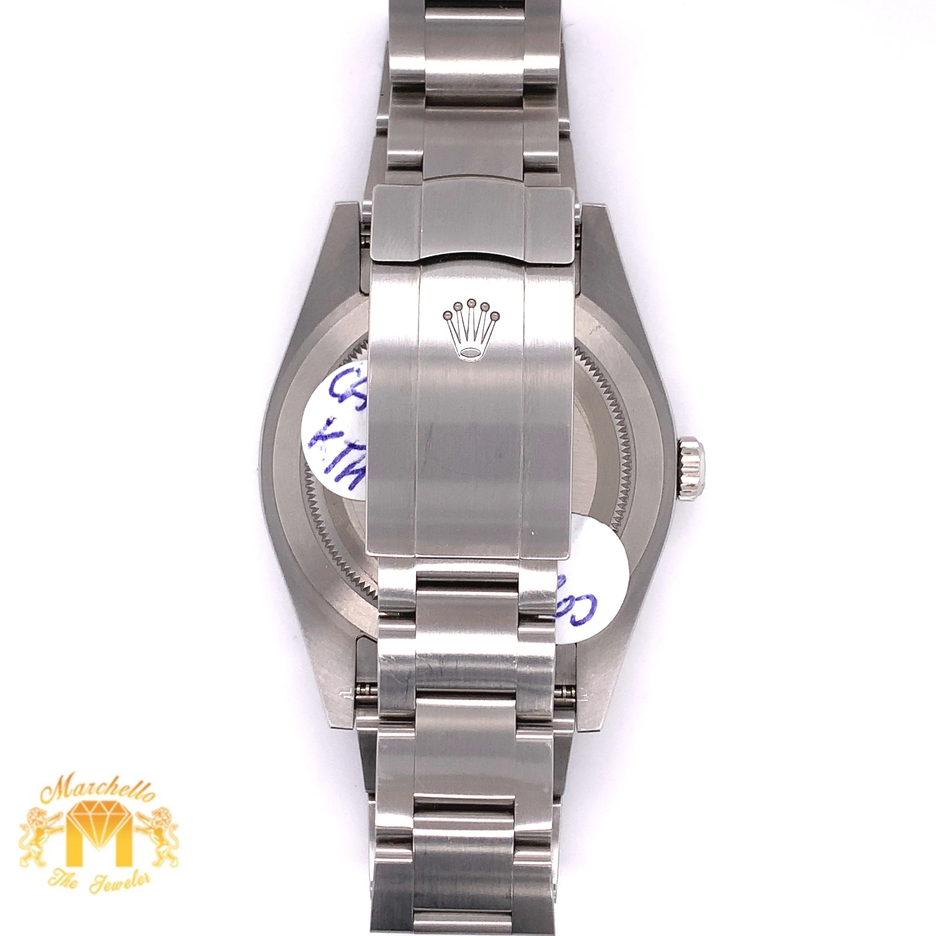 39mm Rolex Oyster Perpetual Watch with Stainless Steel Band (purple dial, papers)
