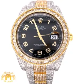 41mm Fully Iced Out Diamond Rolex Datejust 2 Watch with Two-tone Oyster Bracelet (baguette bezel)