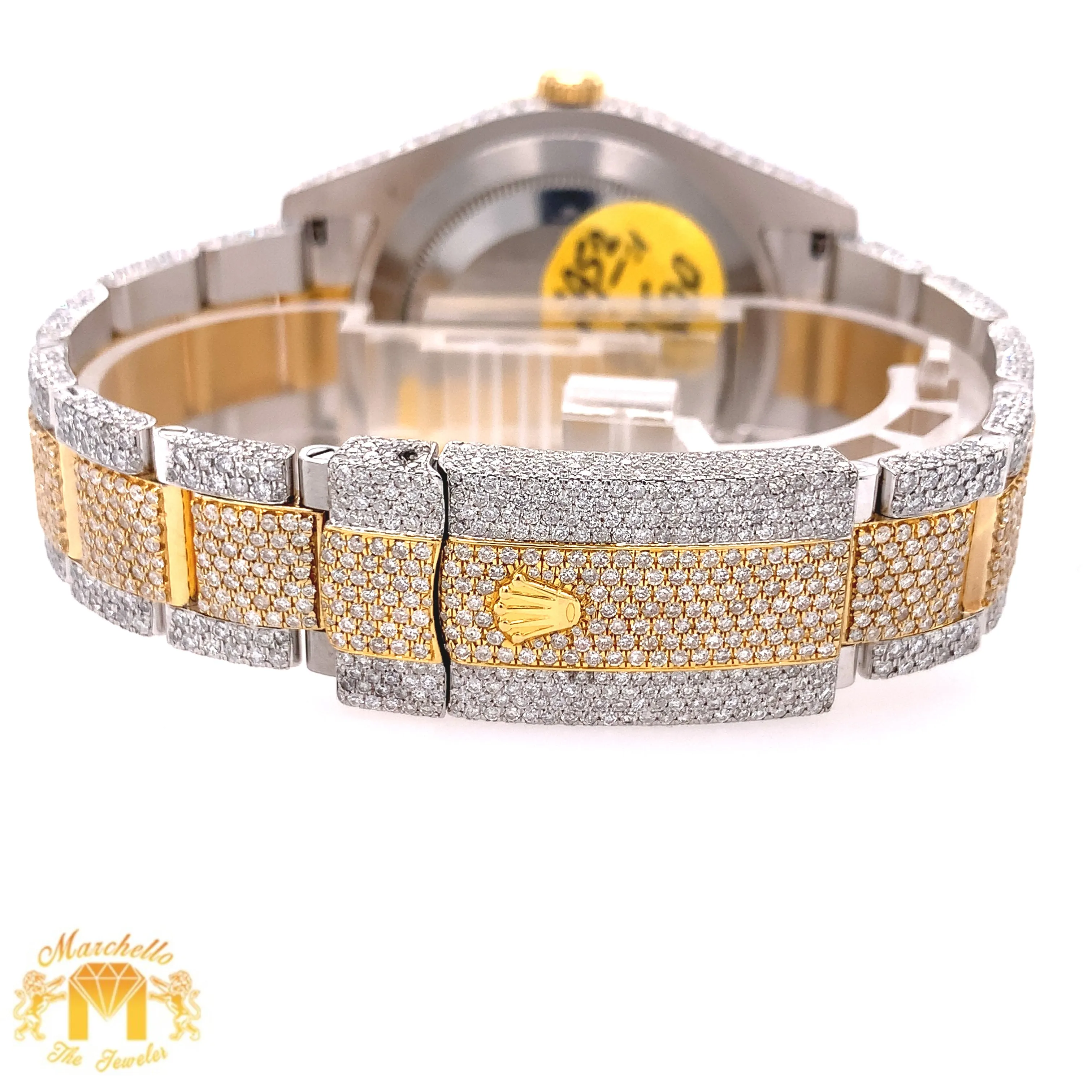 41mm Fully Iced Out Diamond Rolex Datejust 2 Watch with Two-tone Oyster Bracelet (baguette bezel)