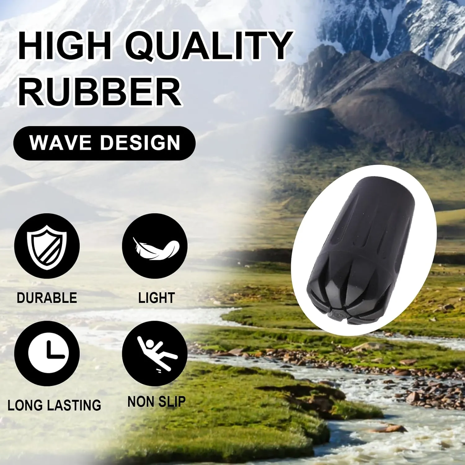6Pcs Replacement Cane Tips - Walking Sticks Accessories, Fit Most Trekking & Hiking Poles