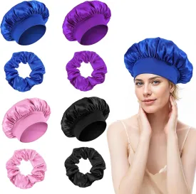 8 Pcs Bonnet Sleep Cap, Adjustable Satin Bonnets Beanie Hat Hair Wrap for Women Frizzy Curly Natural Hair Sleeping Breathable Outside Night Hairs Protection Multicolor