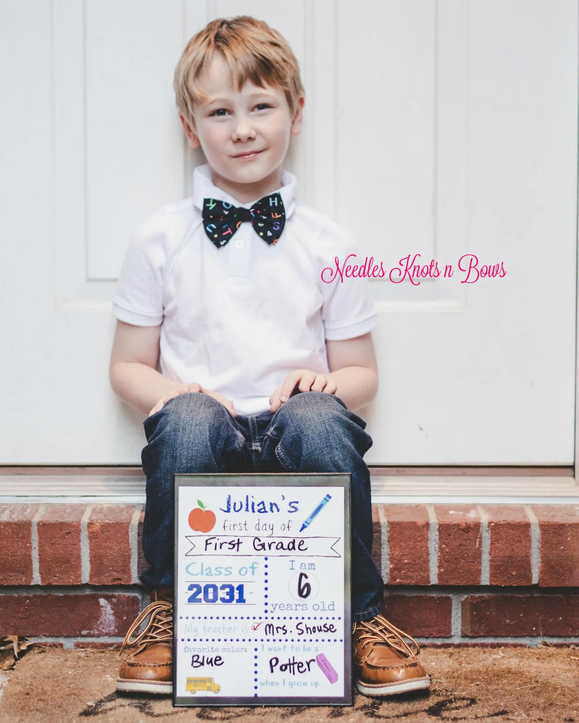 Alphabet Bow Tie, ABC's on Black, Back to School Bow Tie