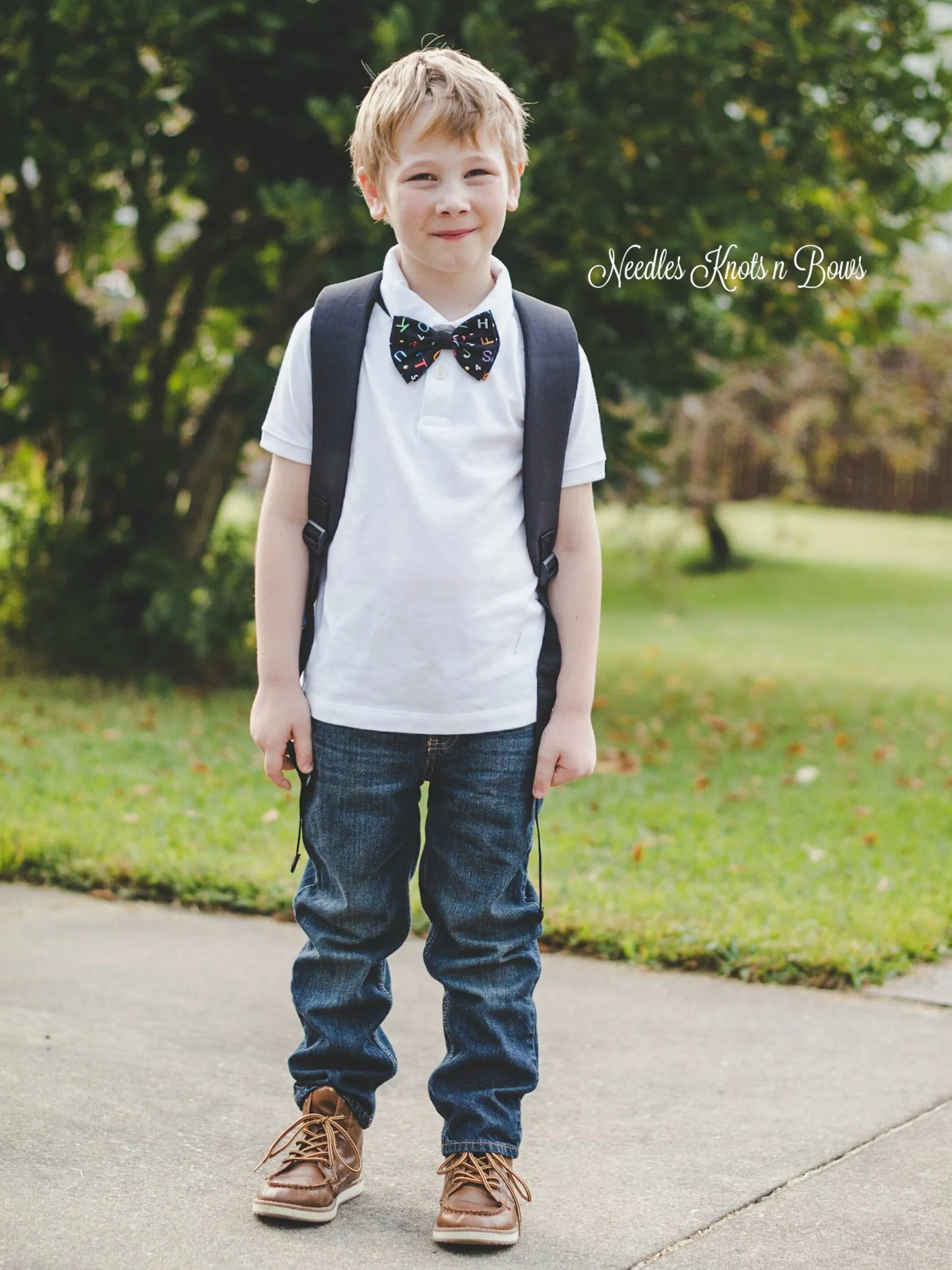 Alphabet Bow Tie, ABC's on Black, Back to School Bow Tie