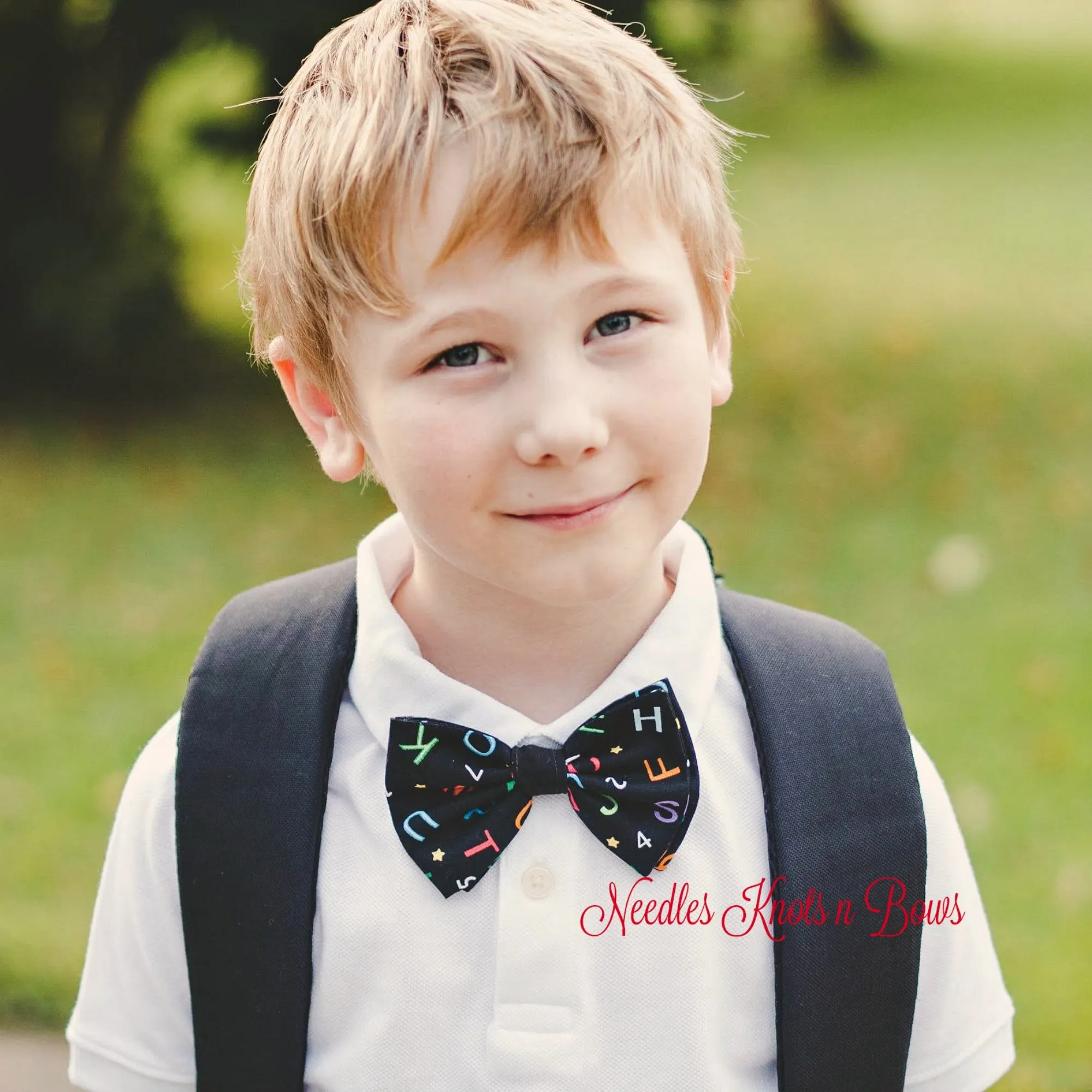 Alphabet Bow Tie, ABC's on Black, Back to School Bow Tie