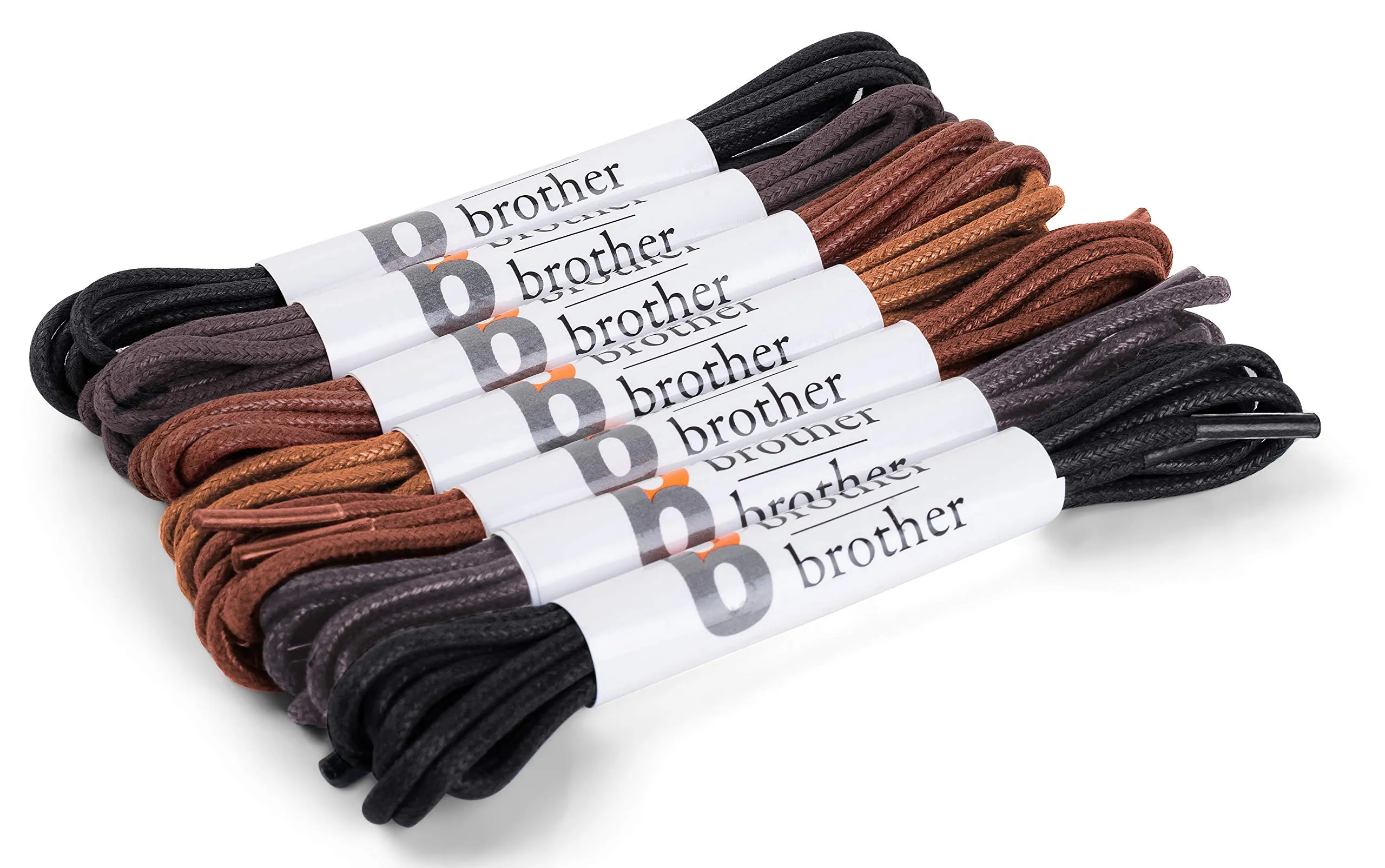 BB BROTHER BROTHER (7 Pairs) Colored Oxford Dress Shoe Laces | Shoe Strings 30’’ (76 cm) Black, Brown, Dark Brown, Tan