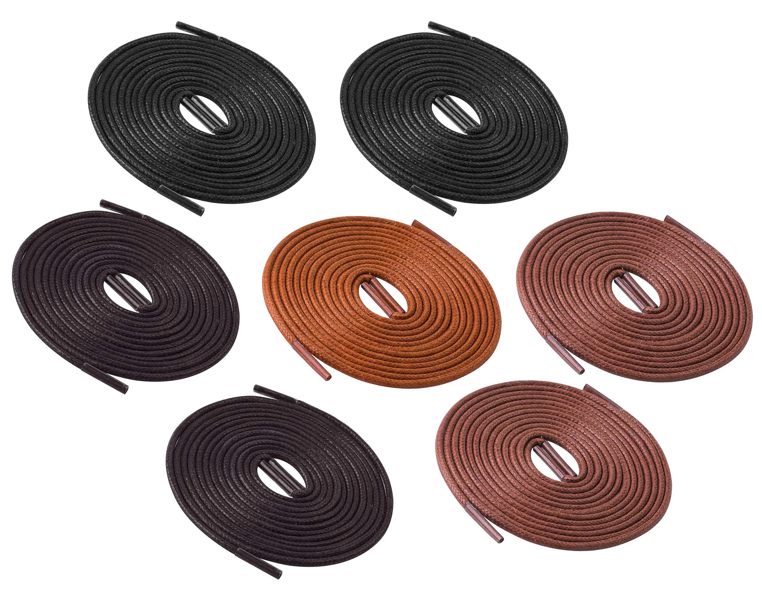 BB BROTHER BROTHER (7 Pairs) Colored Oxford Dress Shoe Laces | Shoe Strings 30’’ (76 cm) Black, Brown, Dark Brown, Tan