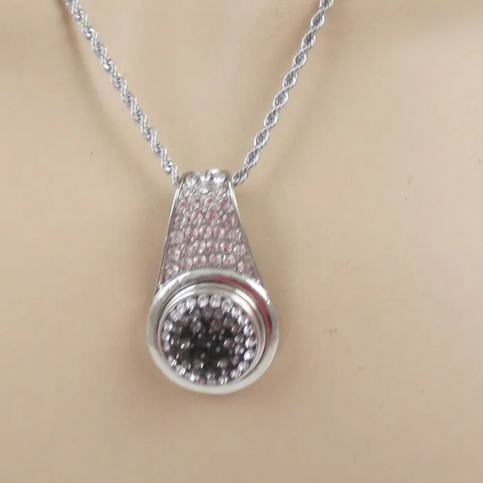 Black Crystal & Rhinestone Pendant Necklace