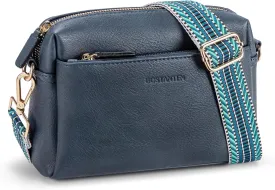BOSTANTEN Small Crossbody Purse for Women Triple Zip Cell Phone Leather Handbag with Colored Shoulder Strap