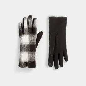 Button Top Plaid Touchscreen Gloves - Black - Plaid - Final Sale