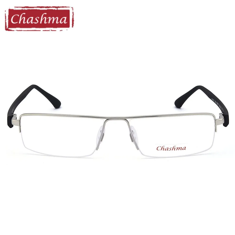 Chashma Men's Semi Rim Square Big Titanium Alloy Tr 90 Eyeglasses 8157