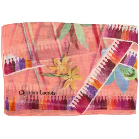 Christian Lacroix Scarf Original Print Pink Floral Design - Modal Linen Silk FINAL SALE