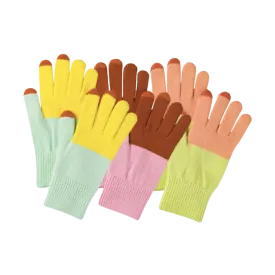 Colorblock Knit Touchscreen Gloves