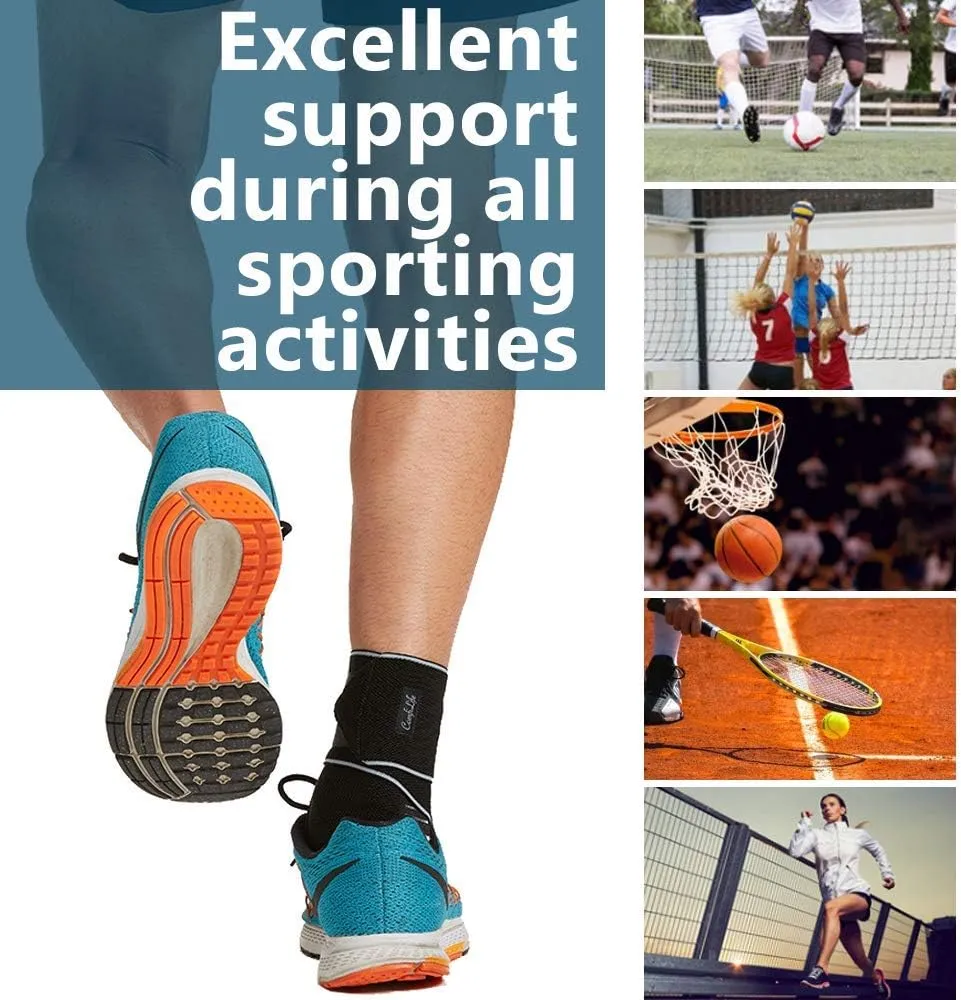ComfiLife Ankle Brace for Men & Women, Orthopedic Brace - Adjustable Compression Wrap, Ankle Sleeve for Plantar Fasciitis, Tendinitis, Sprain, Swelling, Minor Sprains, Sports, Breathable, One Size