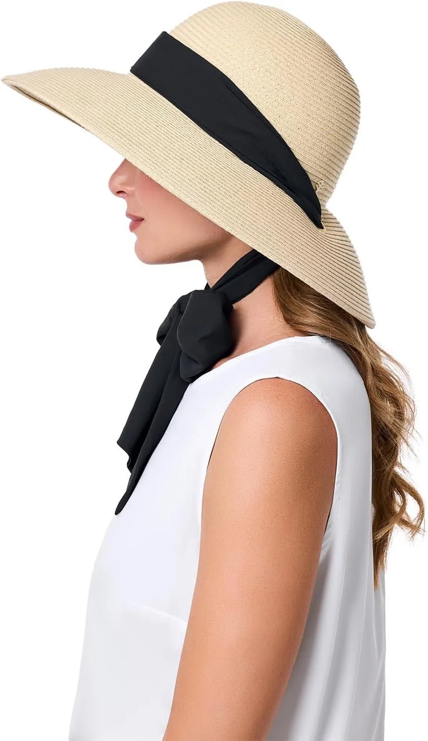 Coolibar UPF 50  Womens Stella Scarf Detail Hat - Sun Protective