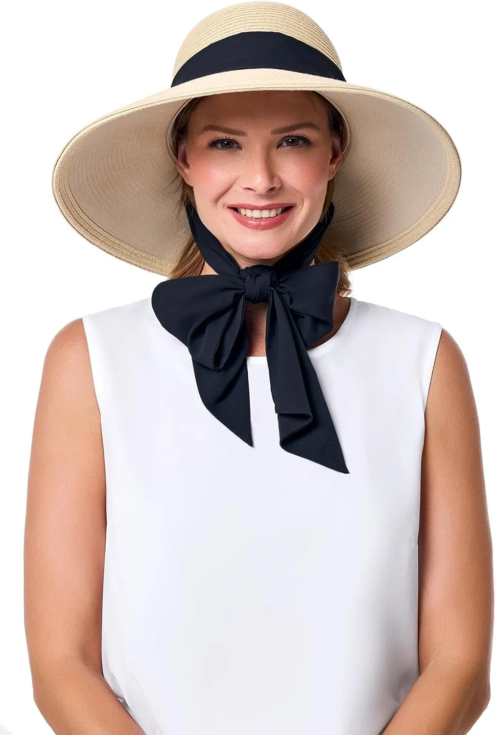 Coolibar UPF 50  Womens Stella Scarf Detail Hat - Sun Protective