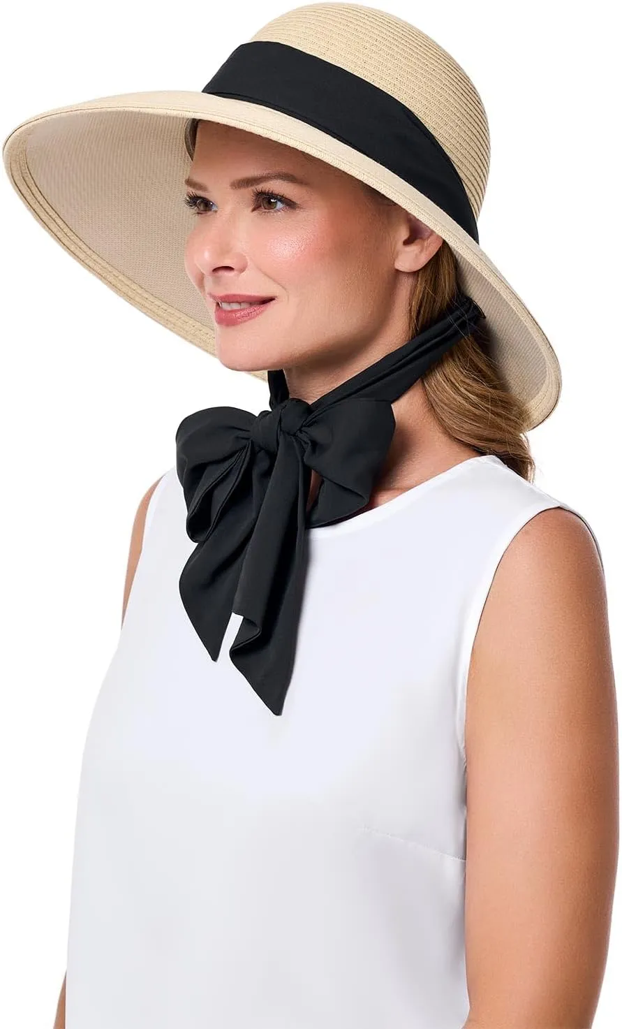 Coolibar UPF 50  Womens Stella Scarf Detail Hat - Sun Protective