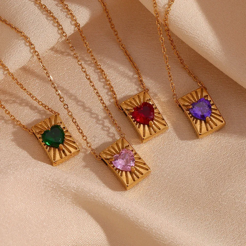 Cubic Zircon Heart  Pendant Necklace